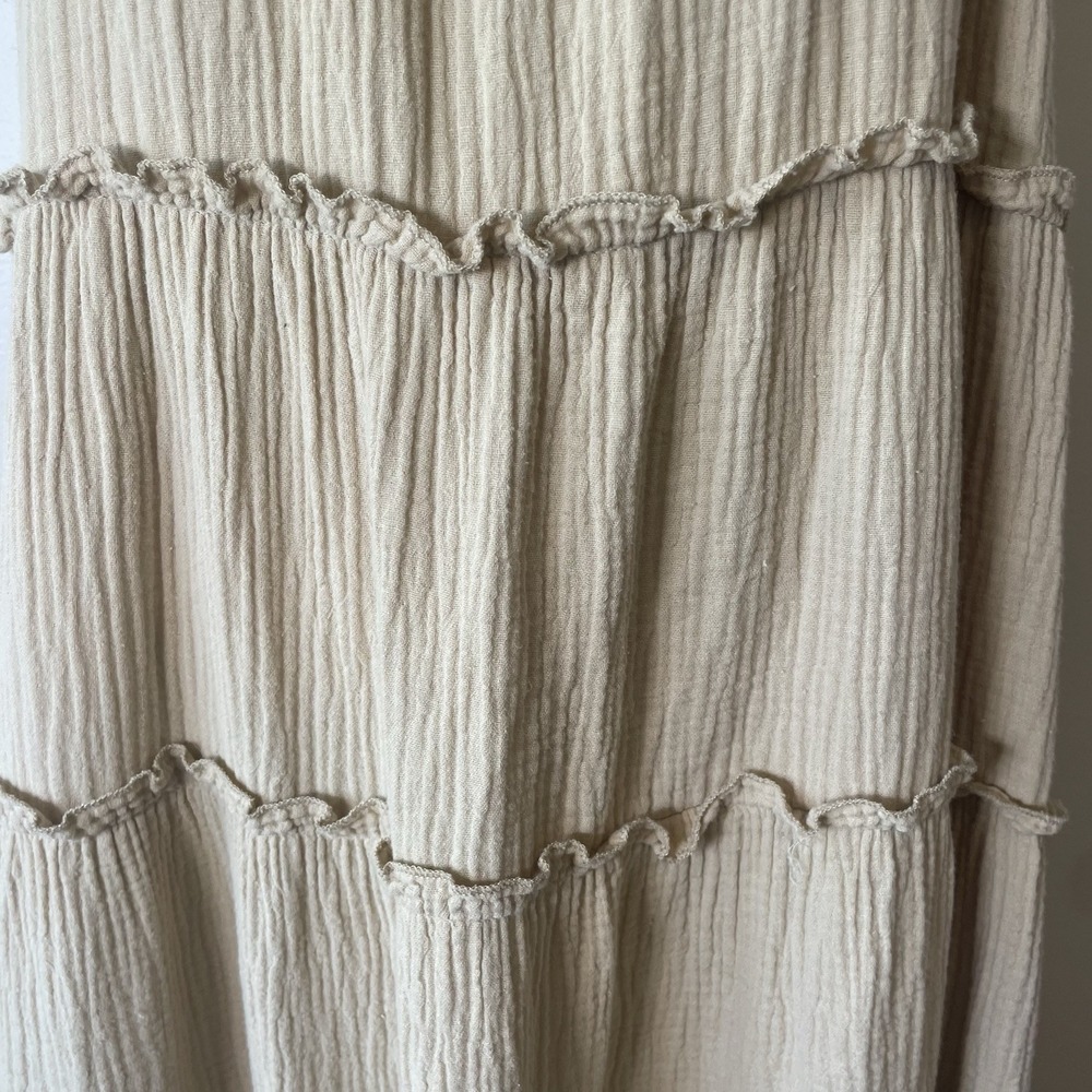 Anthropologie Charlie Holiday Senorita Maxi Dress Sz 8 Tan‎ Boho Tiered Sundress - Picture 4 of 9